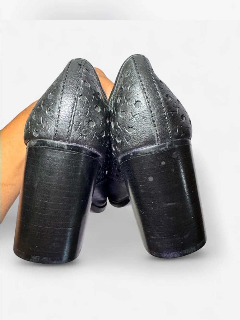 Patricia Nash Woven Leather Lace Up Oxford Block Heels SZ 8.5